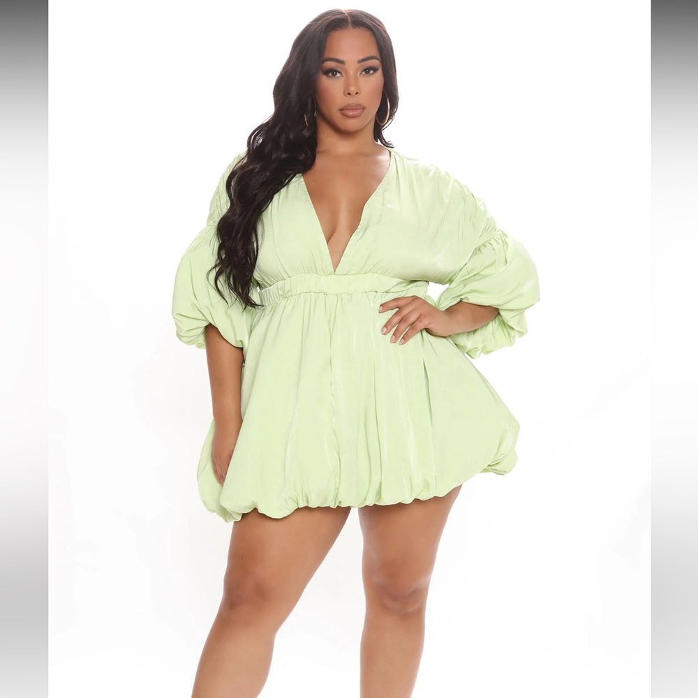 Fashion Nova light green poof dress